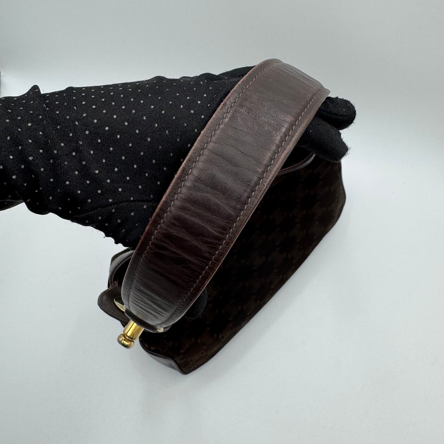 Celine Paris Macadam Denim and Brown Leather Tote Bag