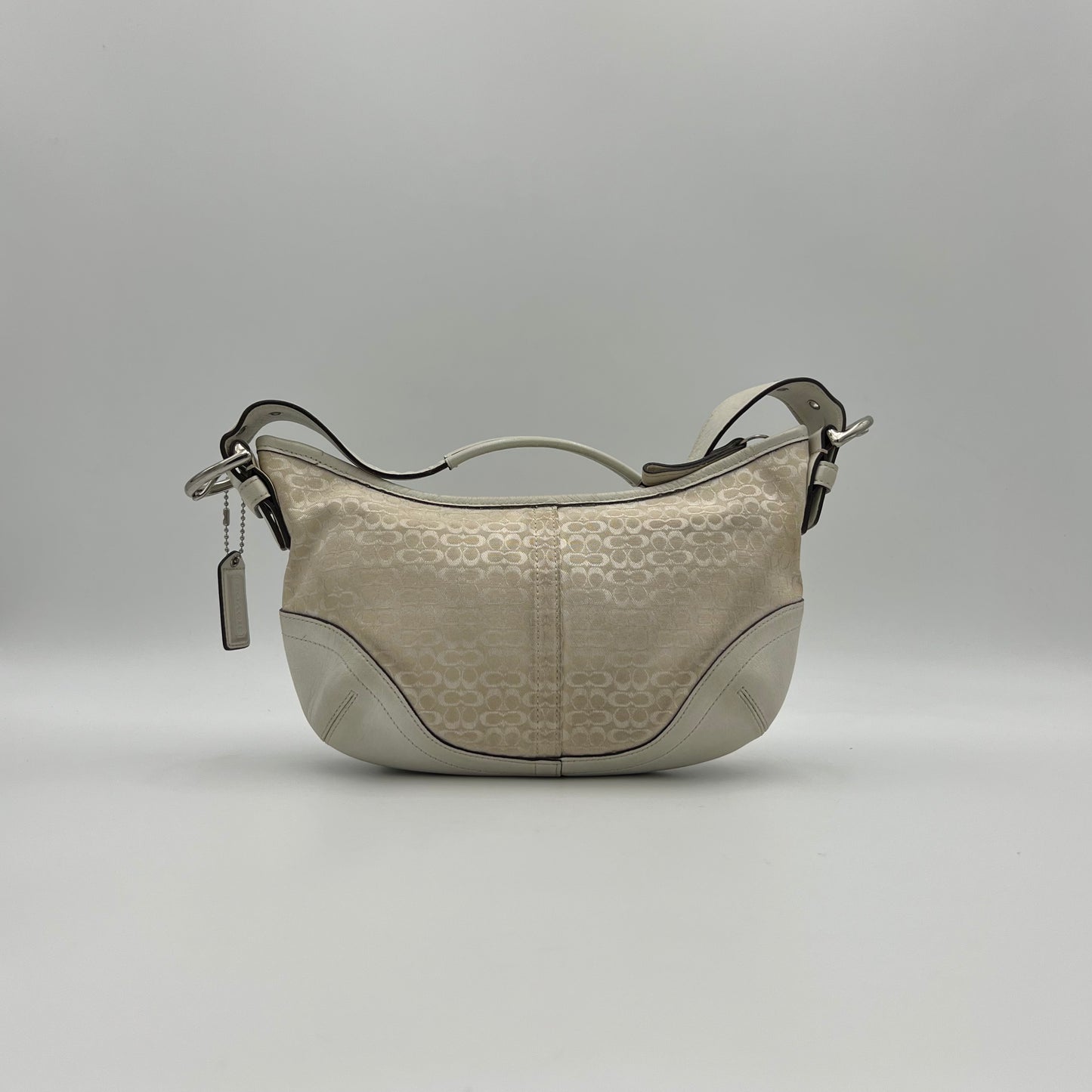 Coach White Signature Canvas and Leather Hobo Pochette