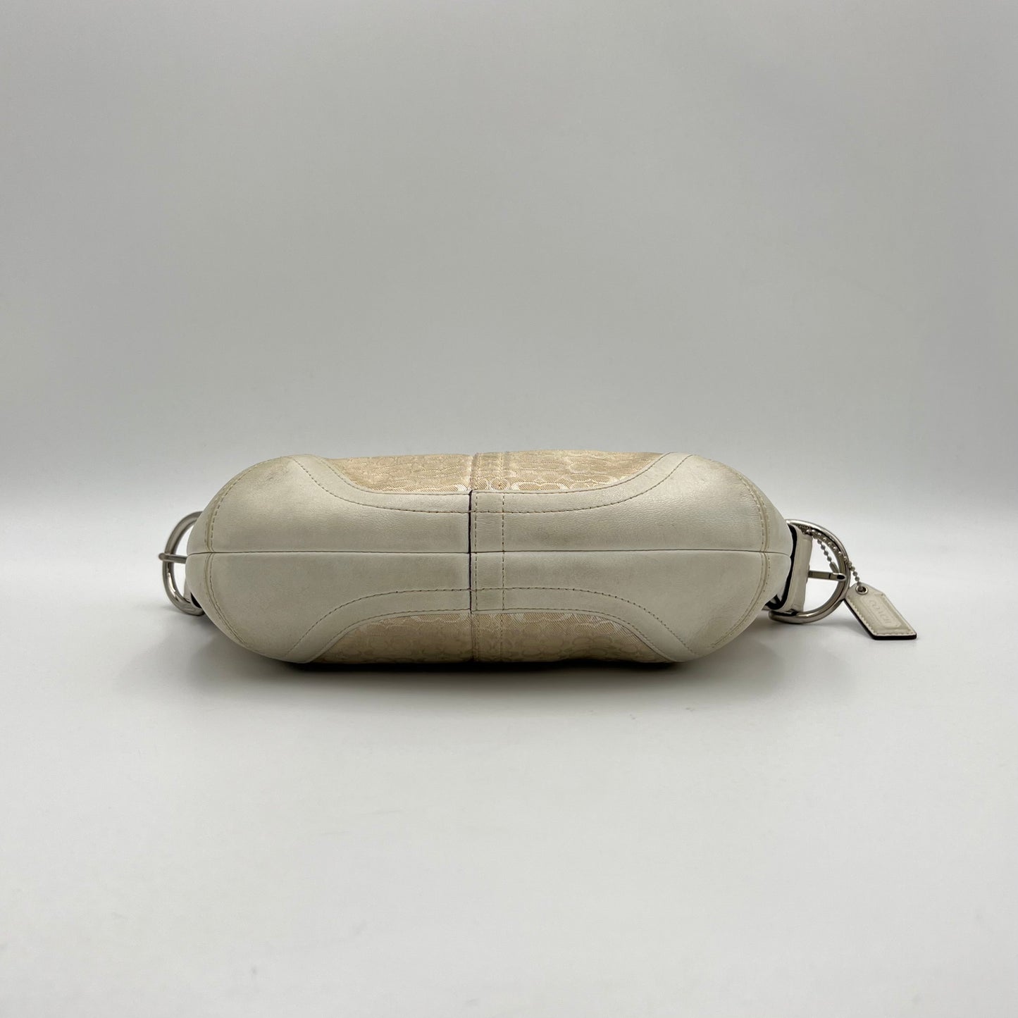 Coach White Signature Canvas and Leather Hobo Pochette