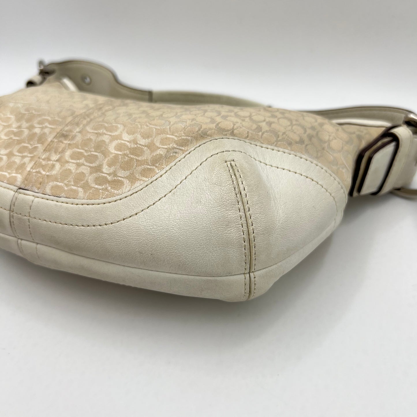 Coach White Signature Canvas and Leather Hobo Pochette