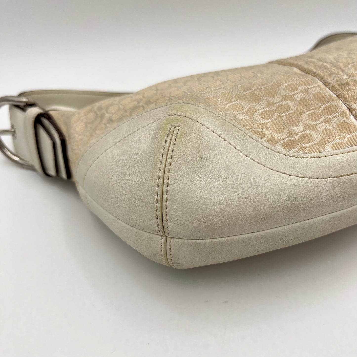 Coach White Signature Canvas and Leather Hobo Pochette