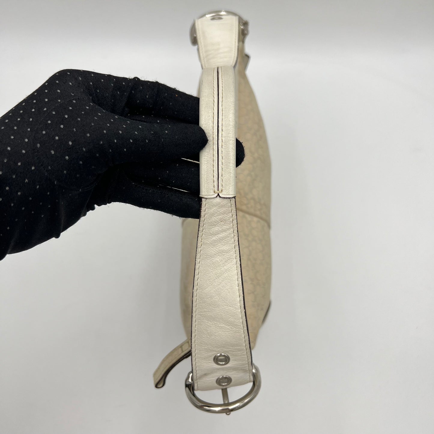 Coach White Signature Canvas and Leather Hobo Pochette