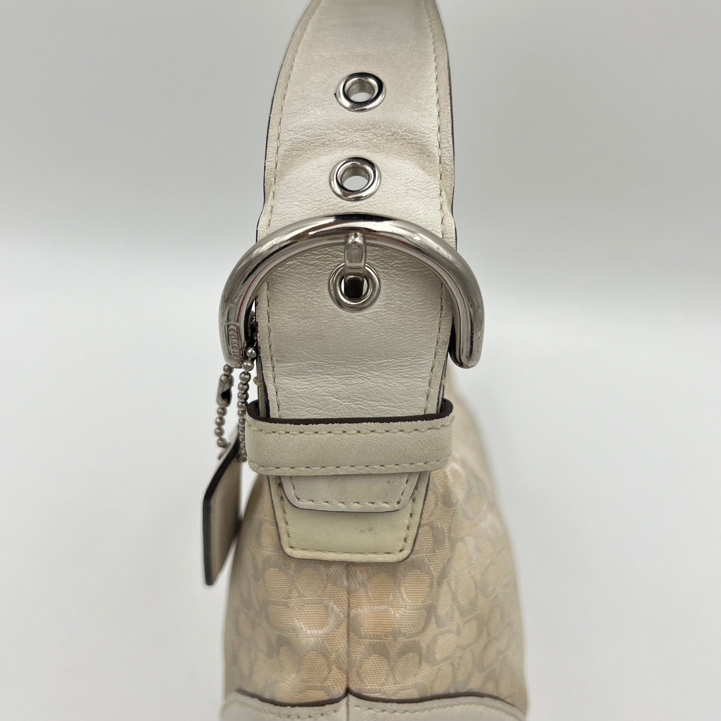 Coach White Signature Canvas and Leather Hobo Pochette
