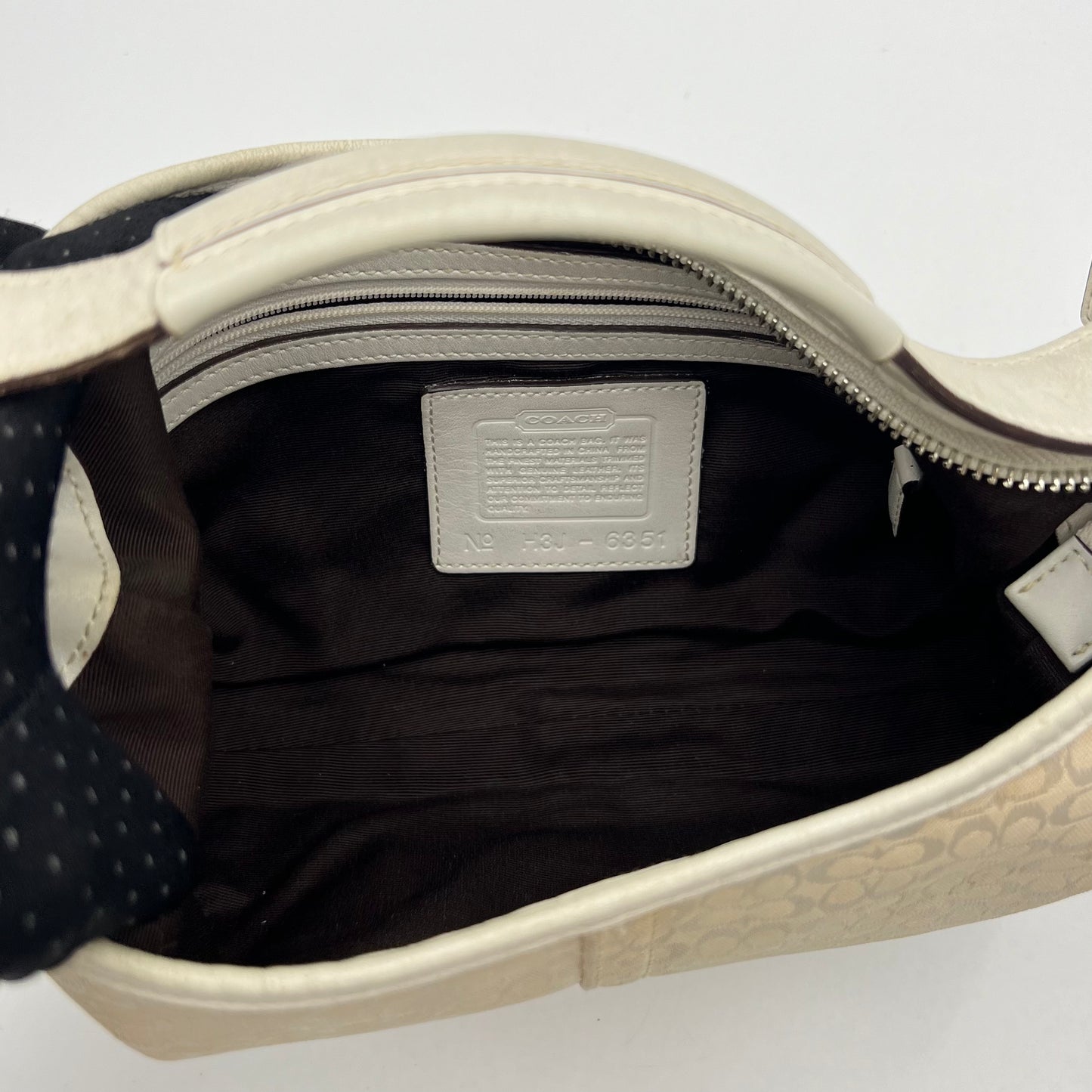 Coach White Signature Canvas and Leather Hobo Pochette