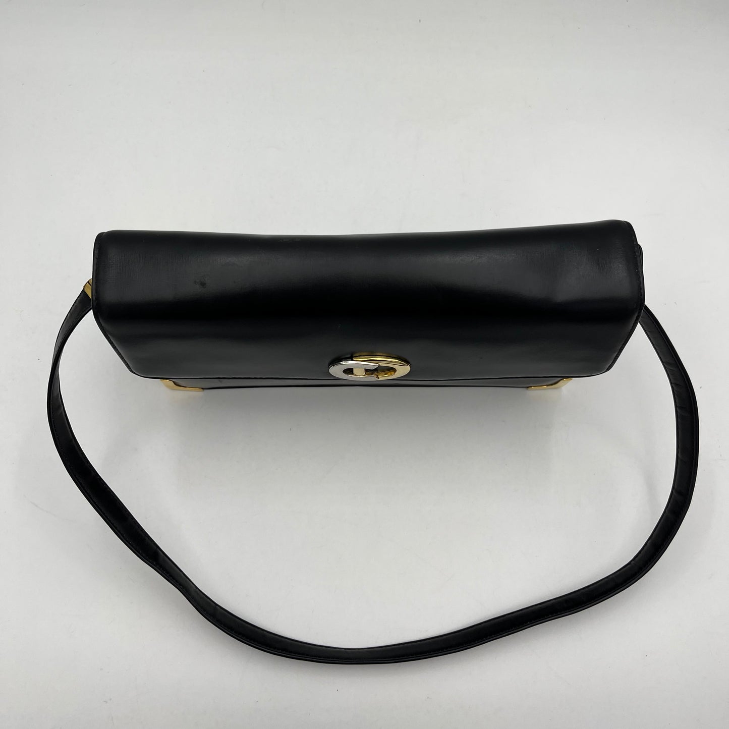 Christian Dior Vintage CD Logo Black Leather Flap Shoulder Bag