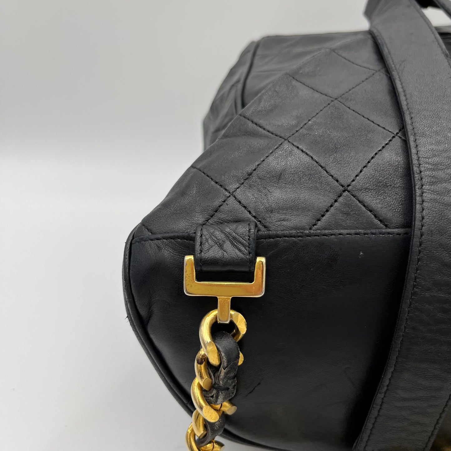 Chanel Vintage Black Quilted Lambskin Turn-Lock Flap Chain Backpack Series 1