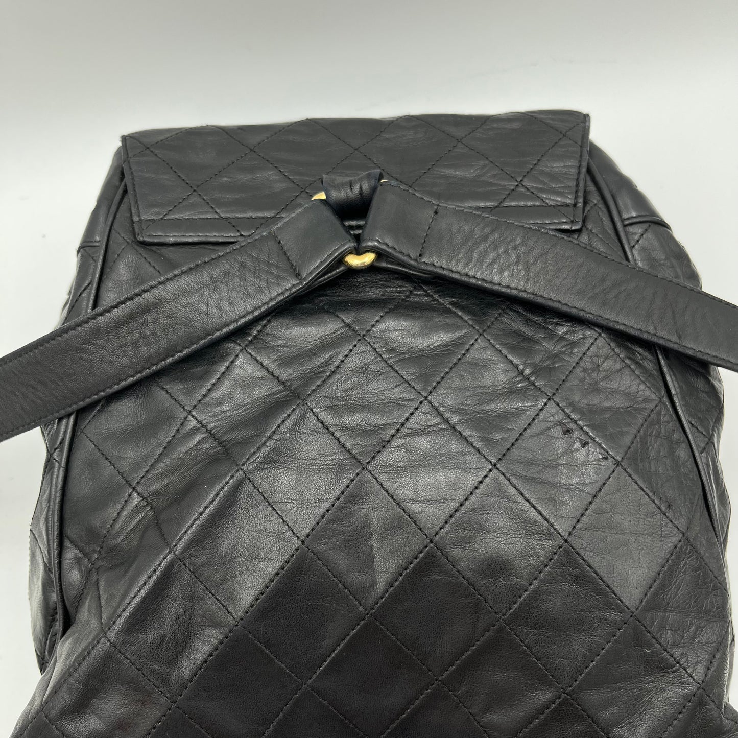 Chanel Vintage Black Quilted Lambskin Turn-Lock Flap Chain Backpack Series 1