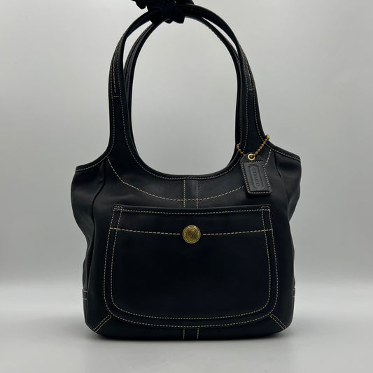 Coach Black Leather White Stitch Legacy Ergo Hobo Shoulder Bag