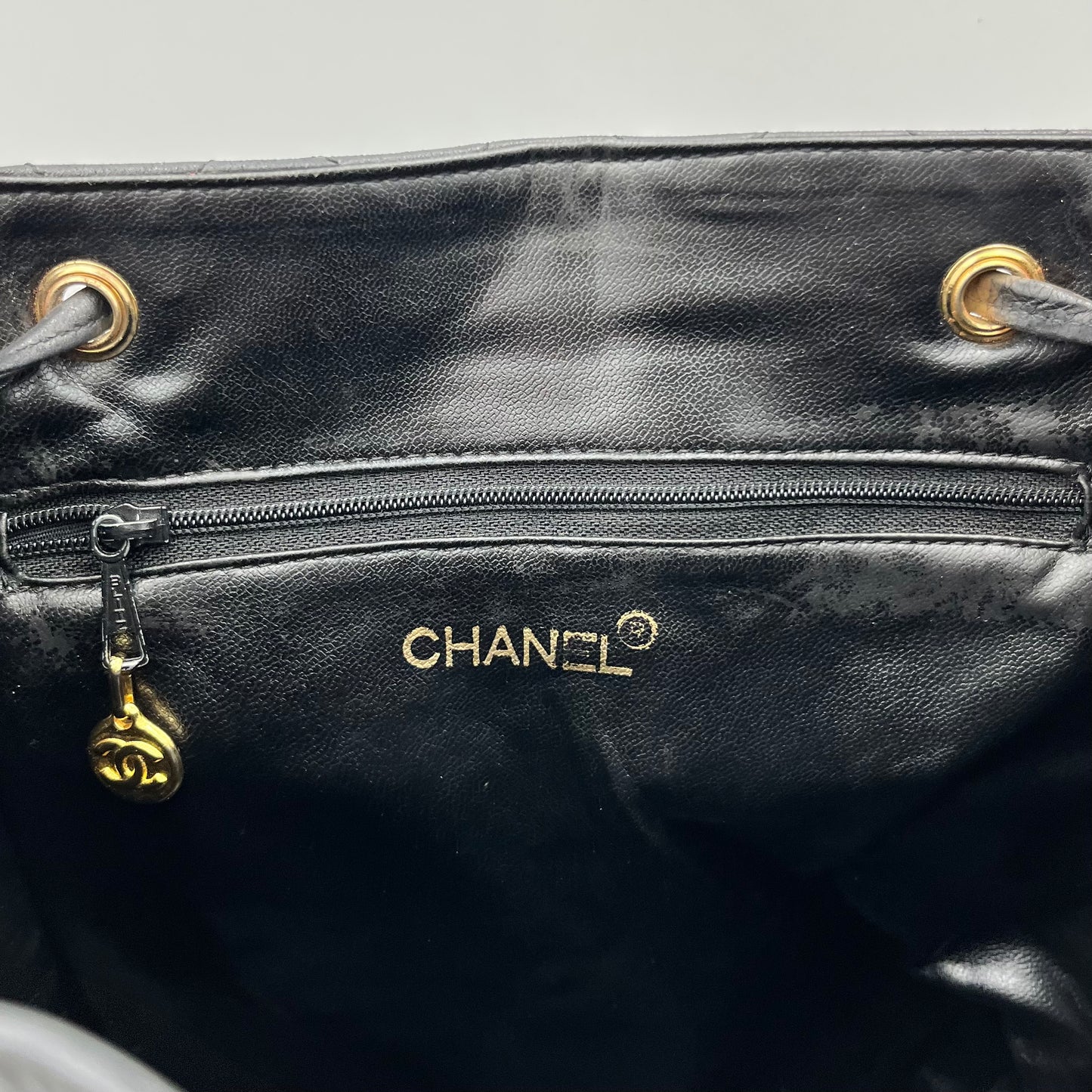Chanel Vintage Black Quilted Lambskin Turn-Lock Flap Chain Backpack Series 1