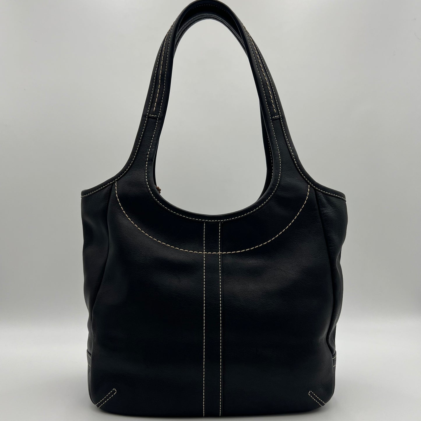 Coach Black Leather White Stitch Legacy Ergo Hobo Shoulder Bag