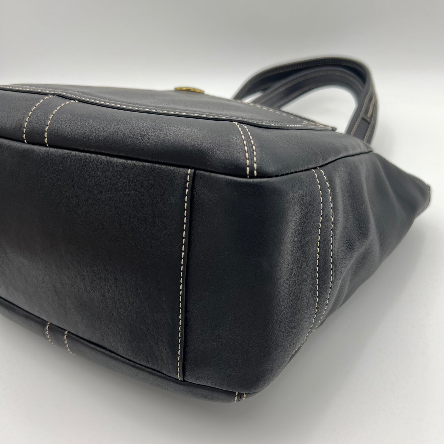 Coach Black Leather White Stitch Legacy Ergo Hobo Shoulder Bag