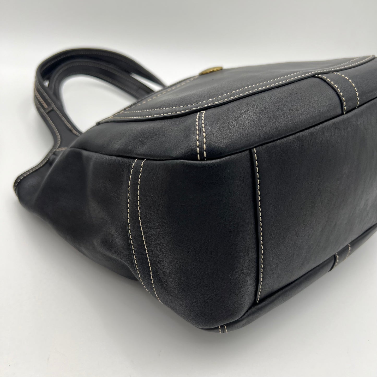 Coach Black Leather White Stitch Legacy Ergo Hobo Shoulder Bag