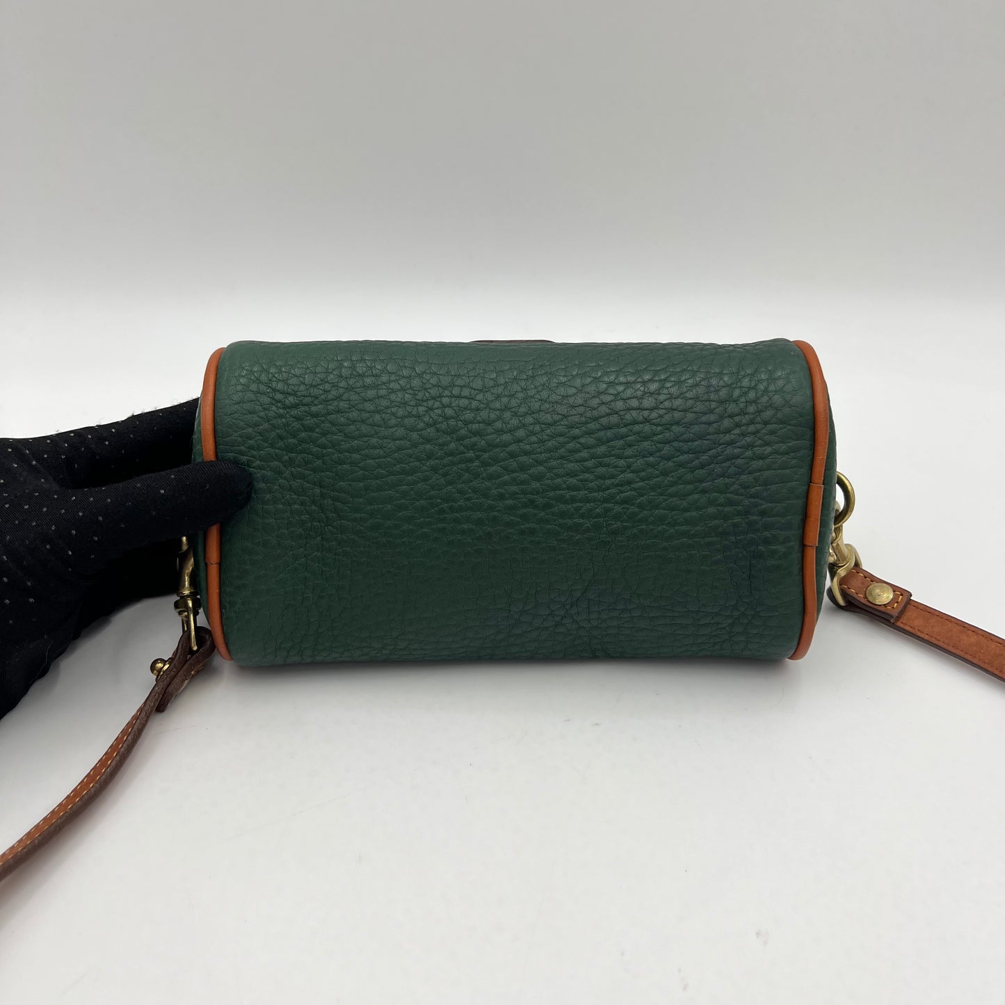 Dooney and Bourke Pebbled Green Leather Mini Barrel Crossbody