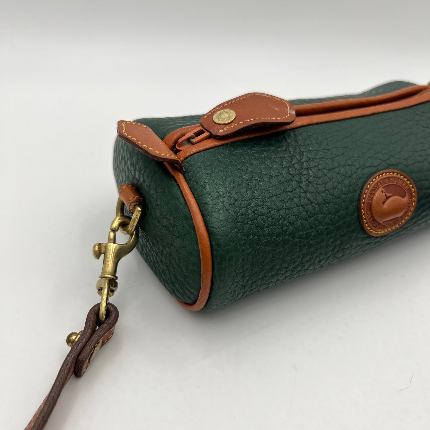 Dooney and Bourke Pebbled Green Leather Mini Barrel Crossbody