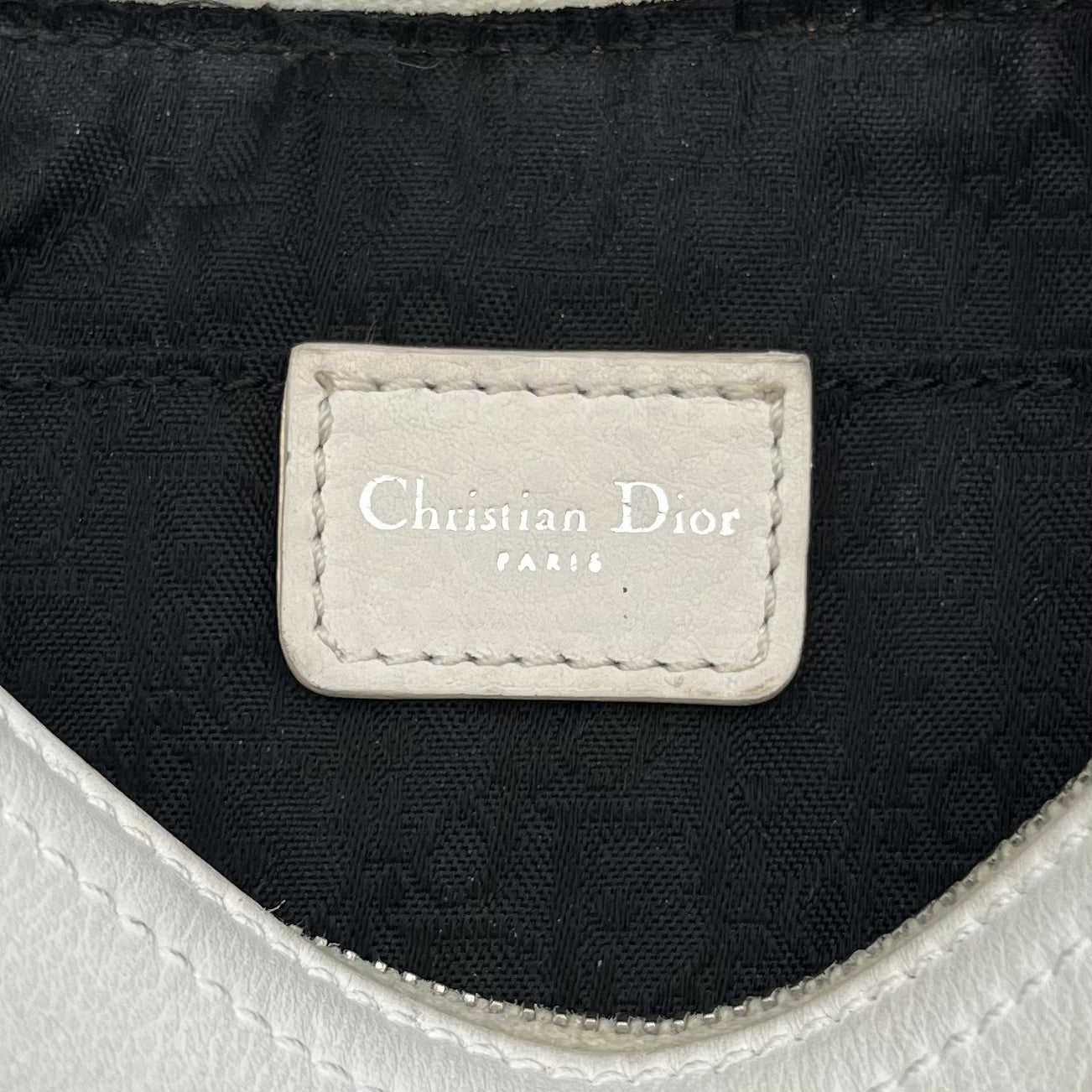 Christian Dior White Leather Logo Charm Pochette