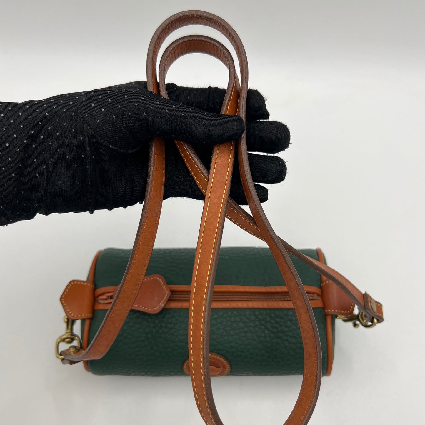 Dooney and Bourke Pebbled Green Leather Mini Barrel Crossbody