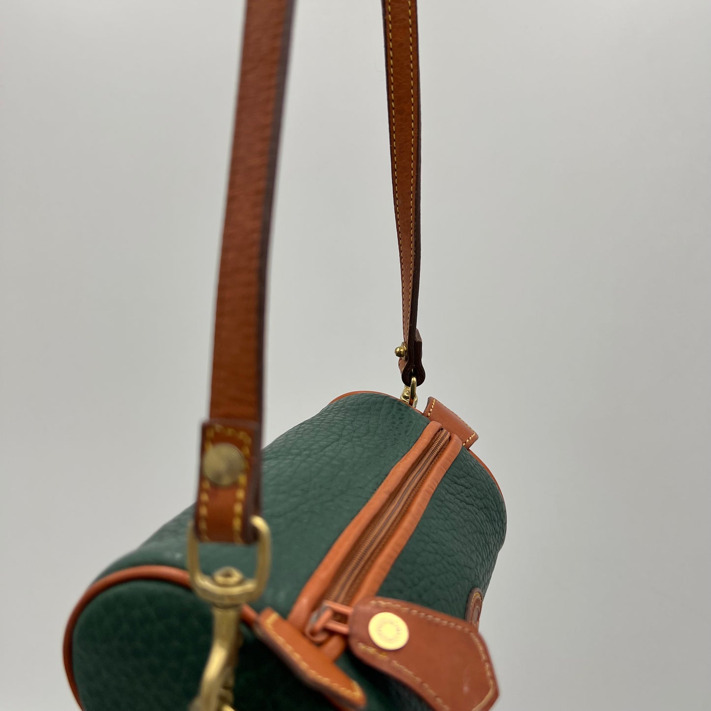 Dooney and Bourke Pebbled Green Leather Mini Barrel Crossbody