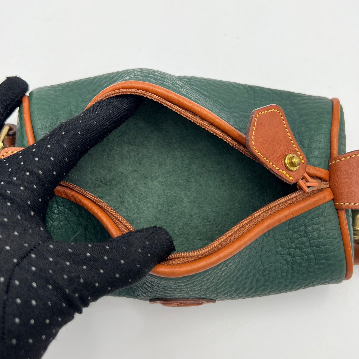 Dooney and Bourke Pebbled Green Leather Mini Barrel Crossbody