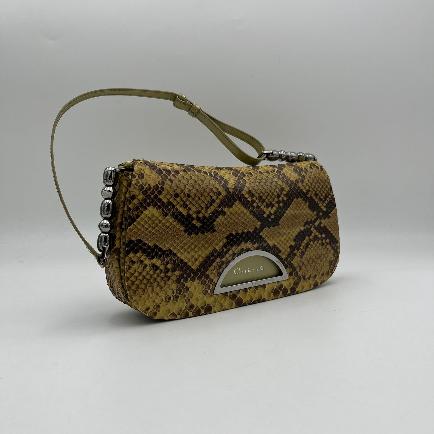 Christian Dior Green Python Malice Pearl Baguette