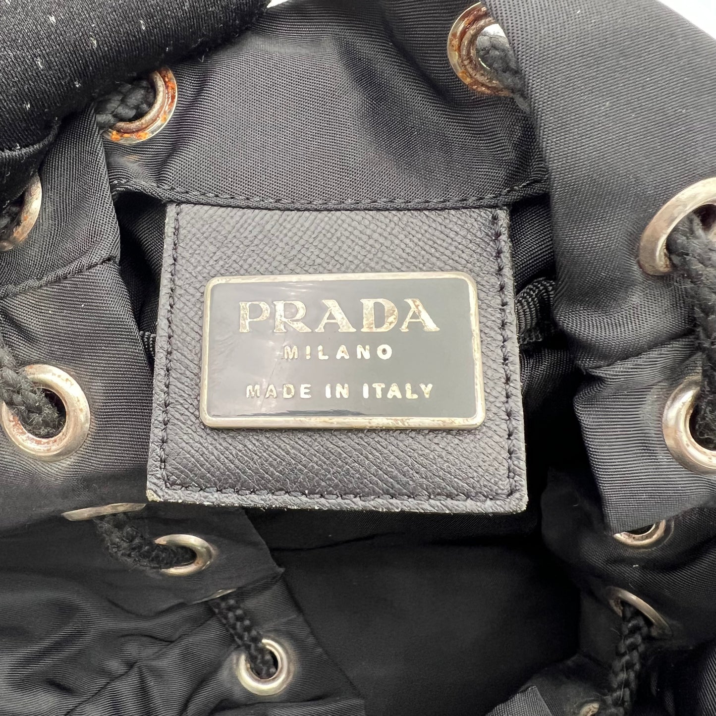 Prada Black Nylon Double Buckle Small Backpack