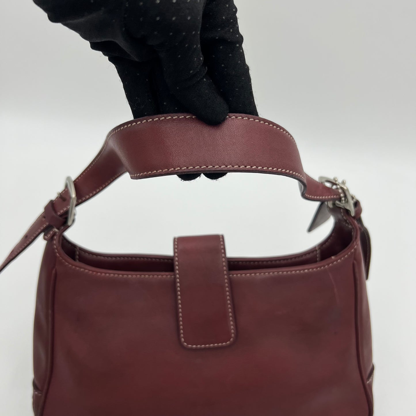 Coach Burgundy Leather Hampton Shoulder Bag