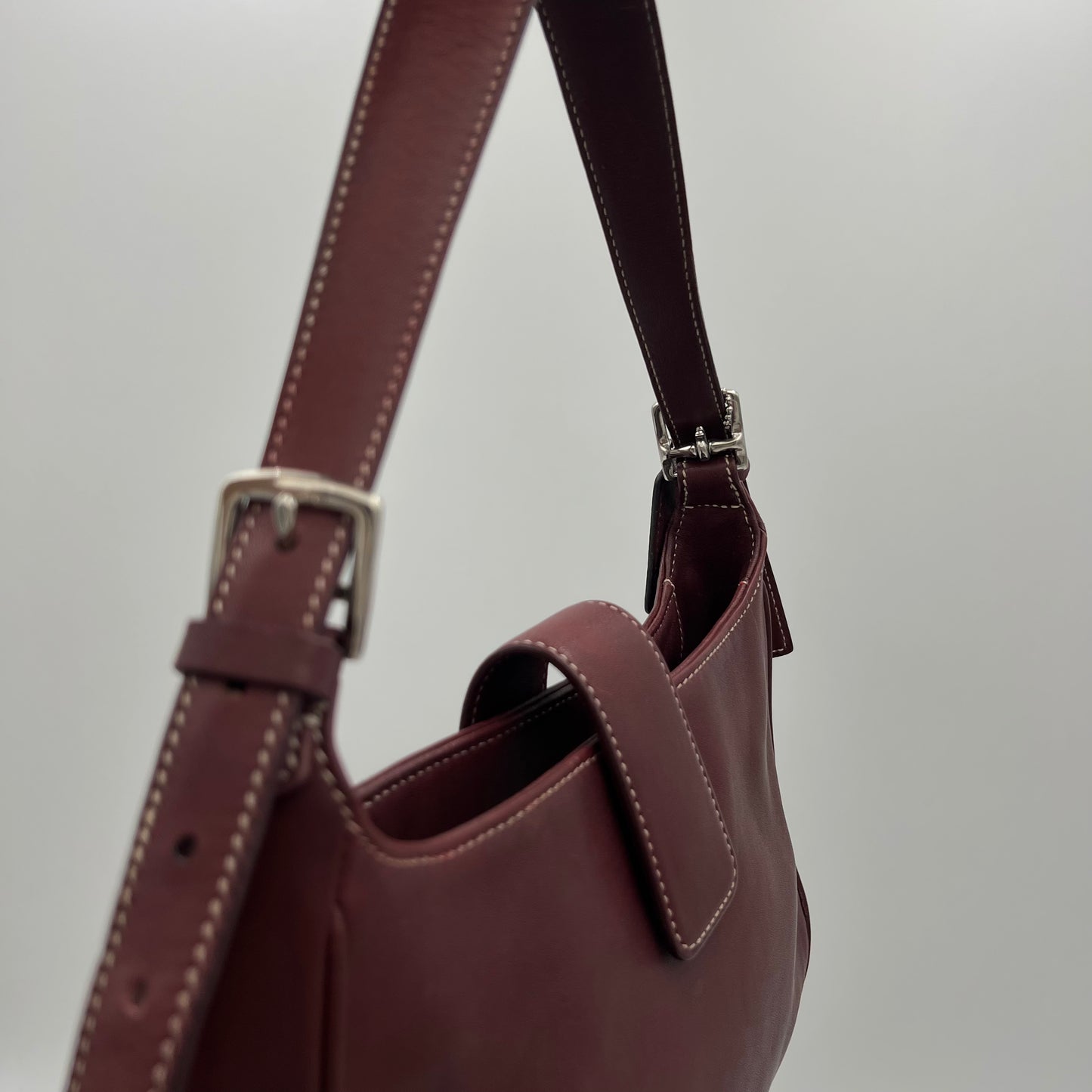 Coach Burgundy Leather Hampton Shoulder Bag