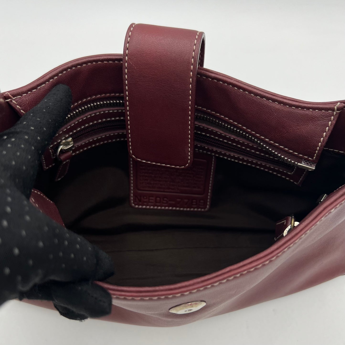 Coach Burgundy Leather Hampton Shoulder Bag