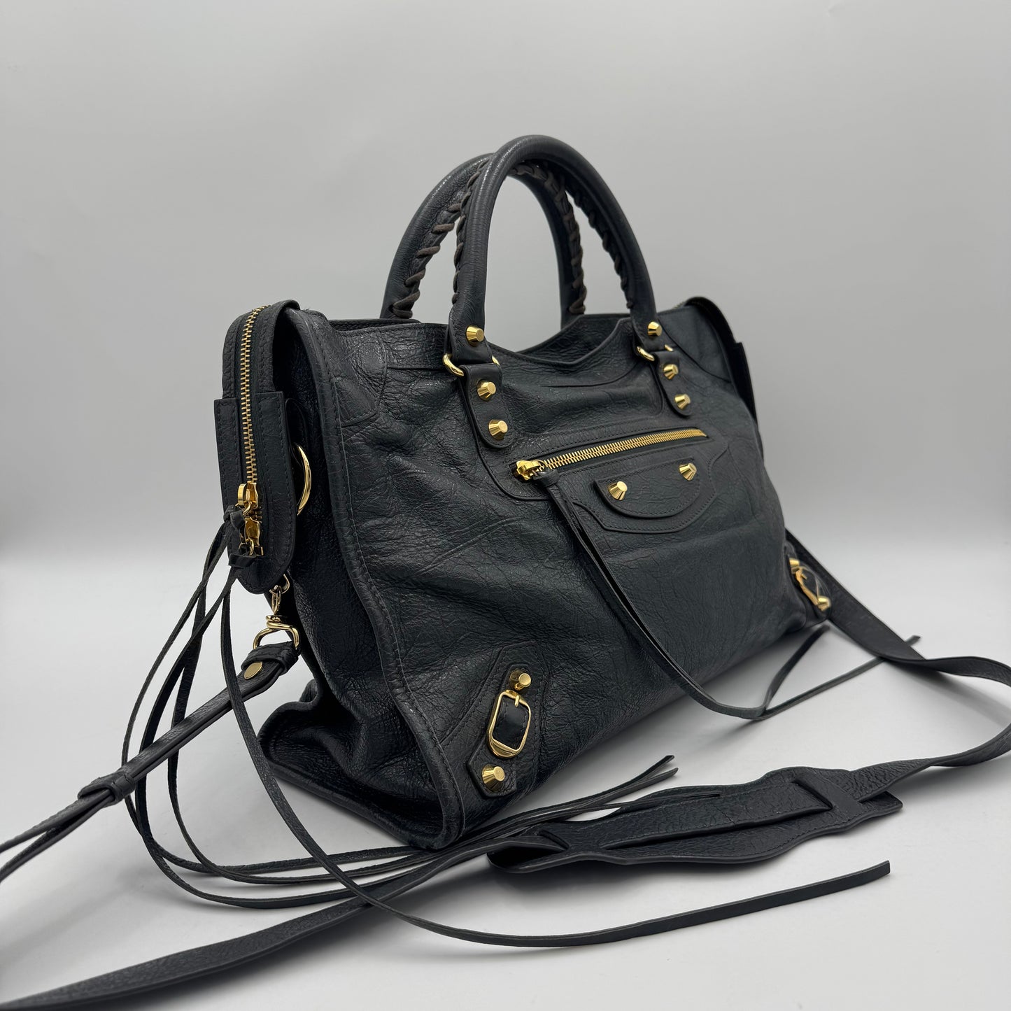 Balenciaga Gray Leather Classic City GHW