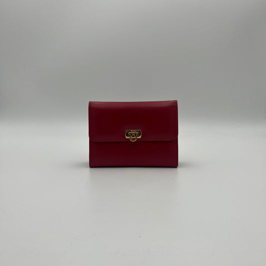 Salvatore Ferragamo Red Leather Gancini Vanity Clutch GHW