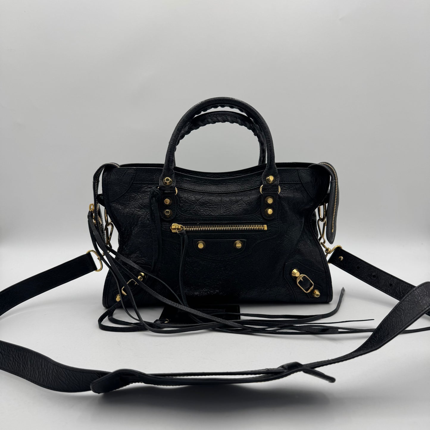 Balenciaga Black Leather Small City GHW