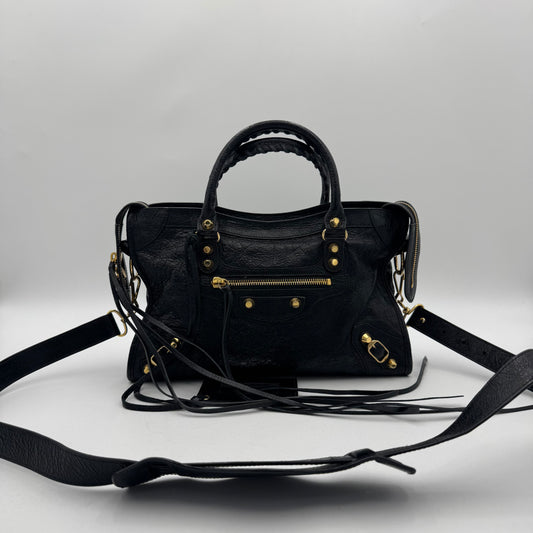 Balenciaga Black Leather Small City GHW