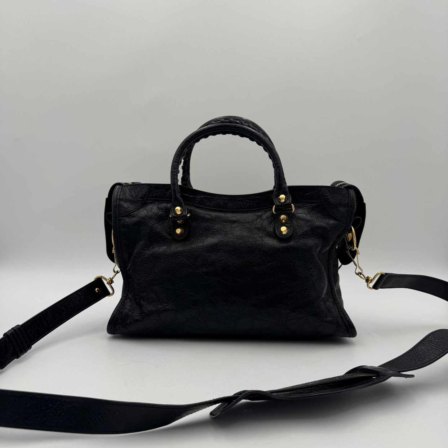 Balenciaga Black Leather Small City GHW