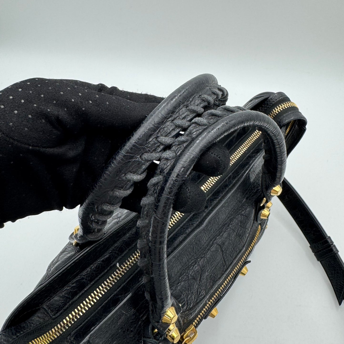 Balenciaga Black Leather Small City GHW