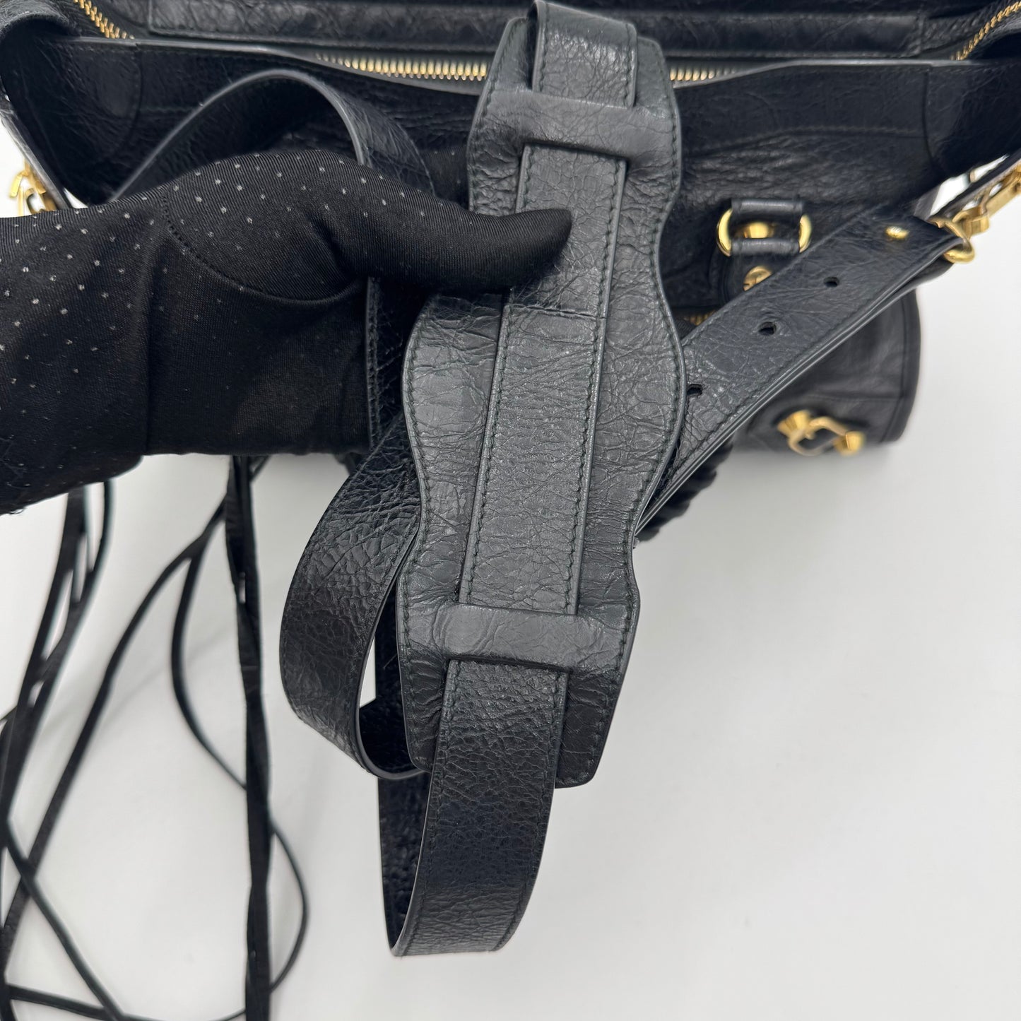 Balenciaga Black Leather Small City GHW