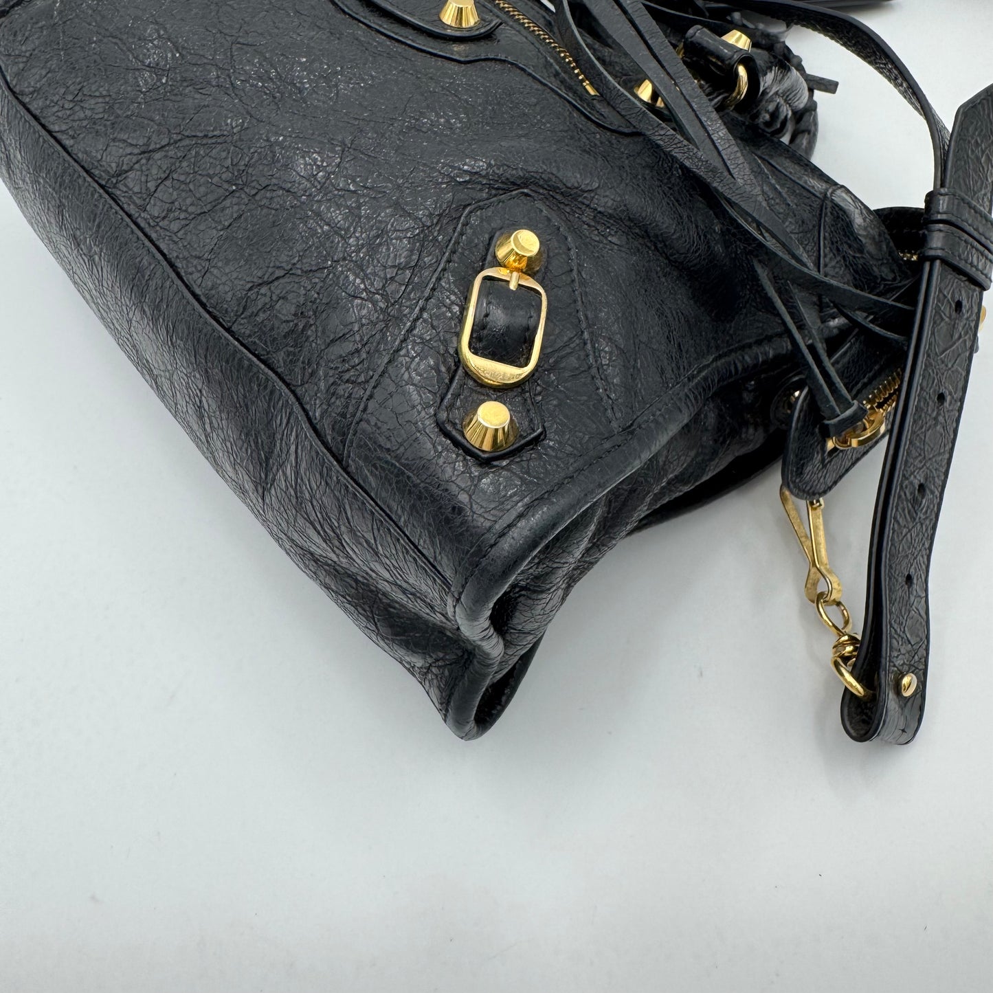 Balenciaga Black Leather Small City GHW