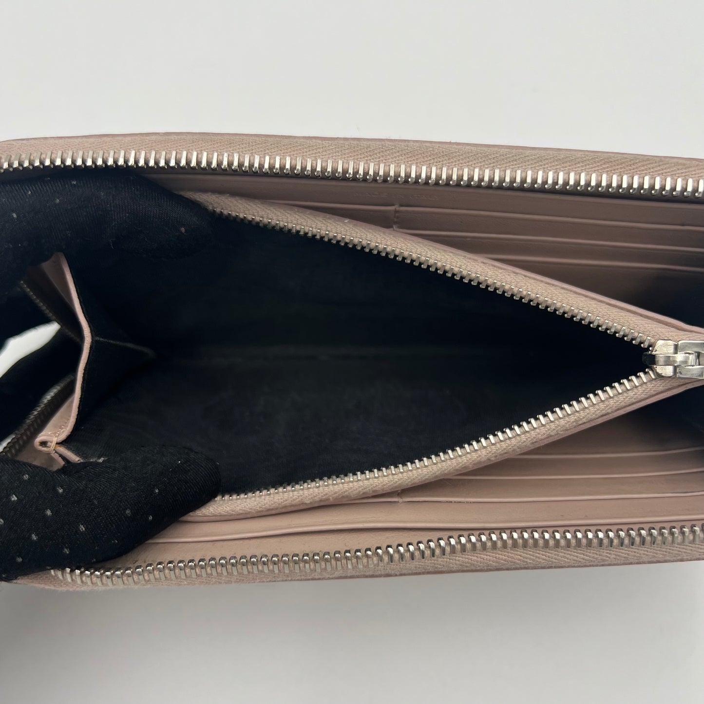 YSL Blush Gray Croc Embossed Cassandre Zip Around Long Wallet