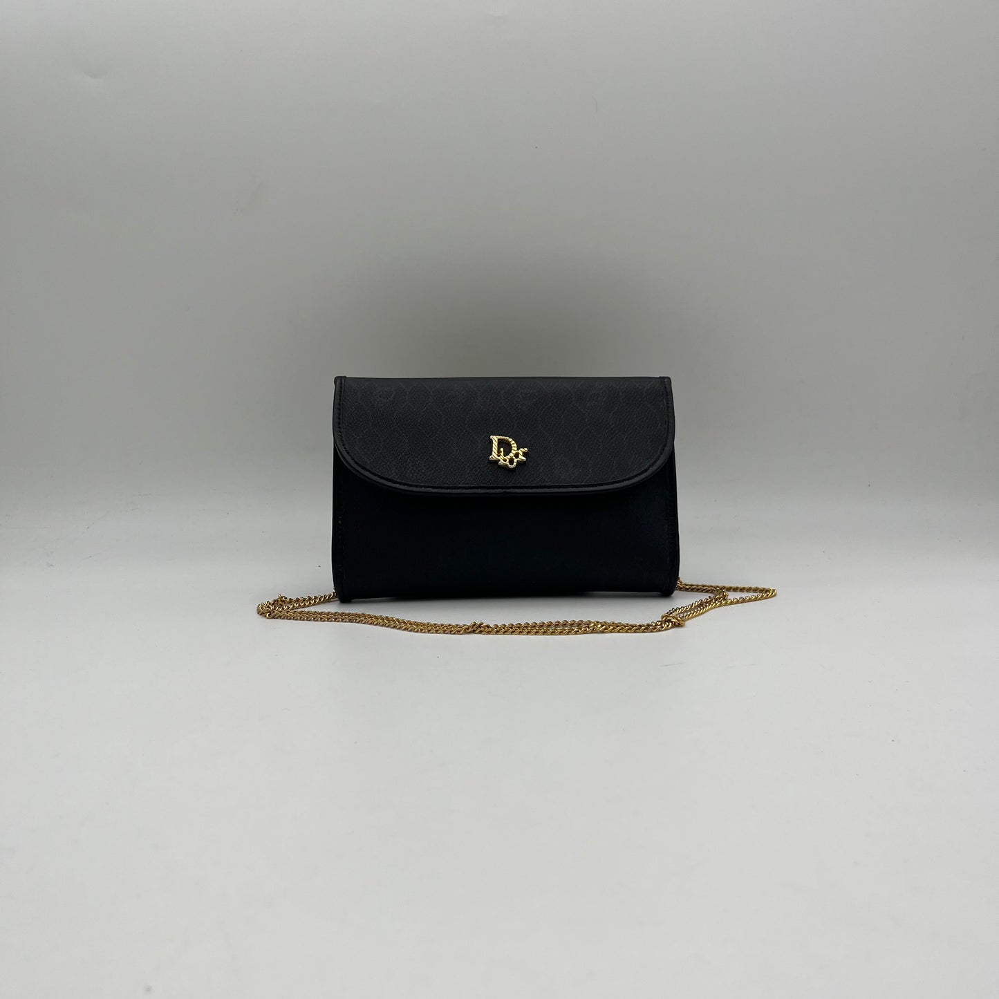 Christian Dior Black Honeycomb Logo Small Flap Chain Bag