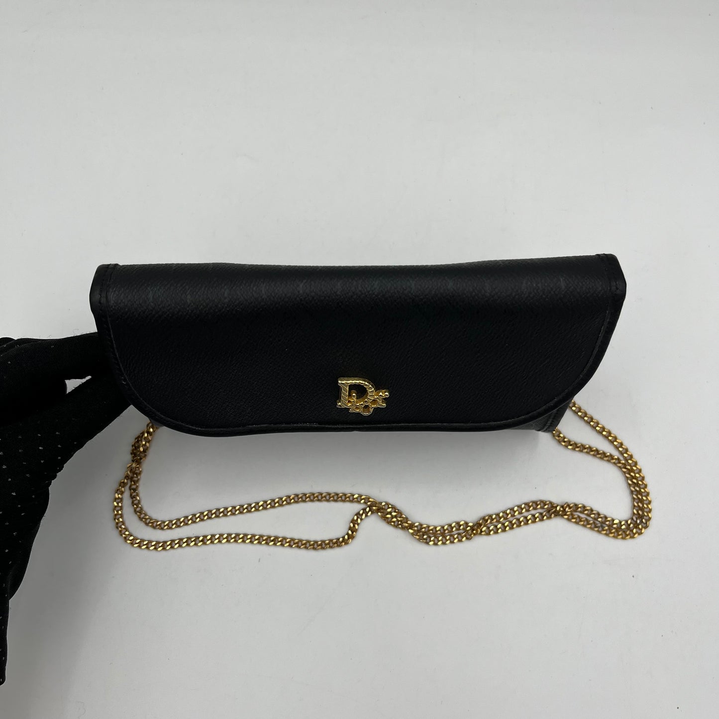 Christian Dior Black Honeycomb Logo Small Flap Chain Bag