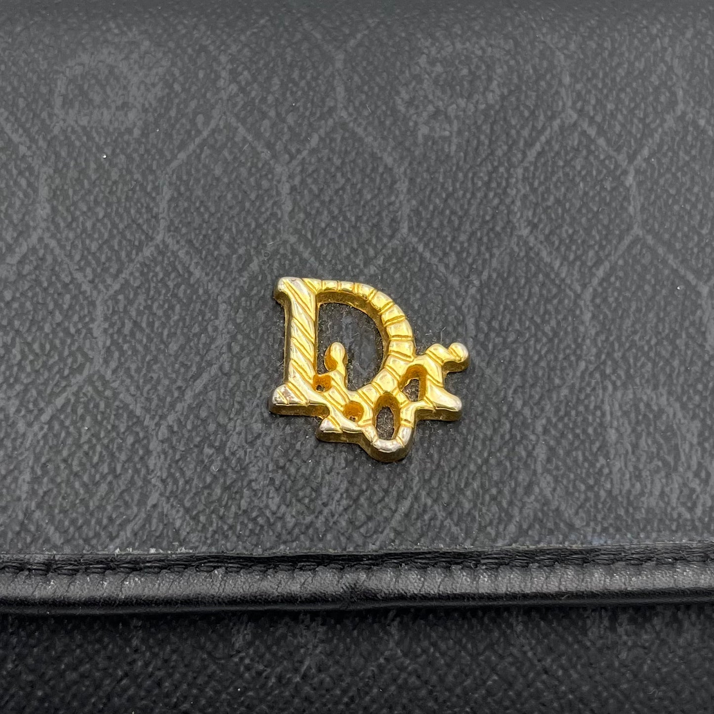 Christian Dior Black Honeycomb Logo Small Flap Chain Bag