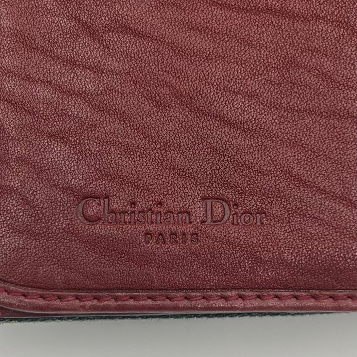 Christian Dior Denim and Burgundy Leather Gaucho Saddle Long Wallet