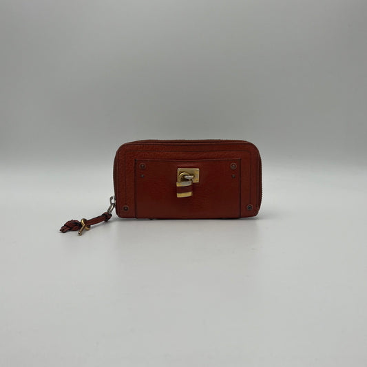 Chloe Orange Leather Paddington Zip Around Long Wallet