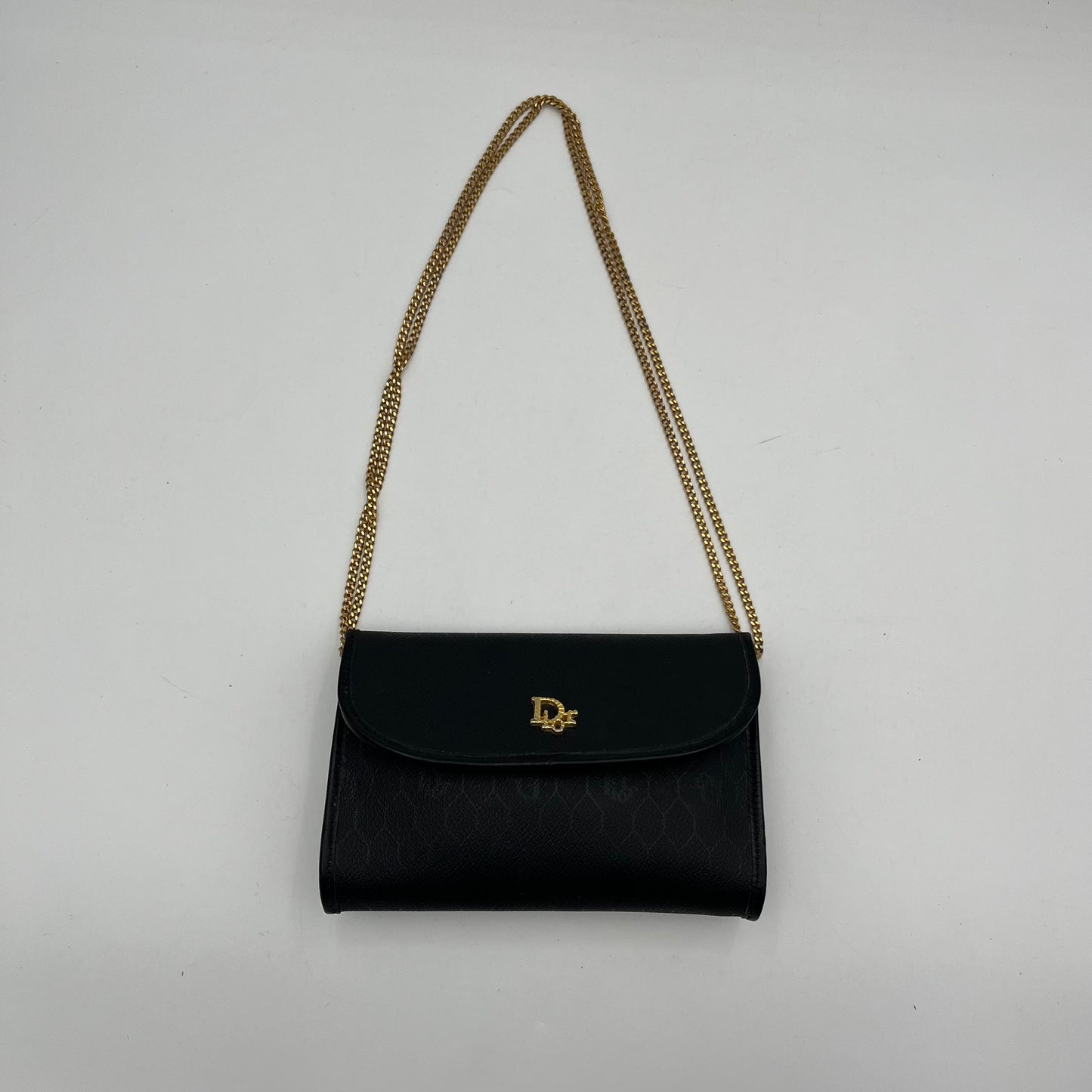 Christian Dior Black Honeycomb Logo Small Flap Chain Bag