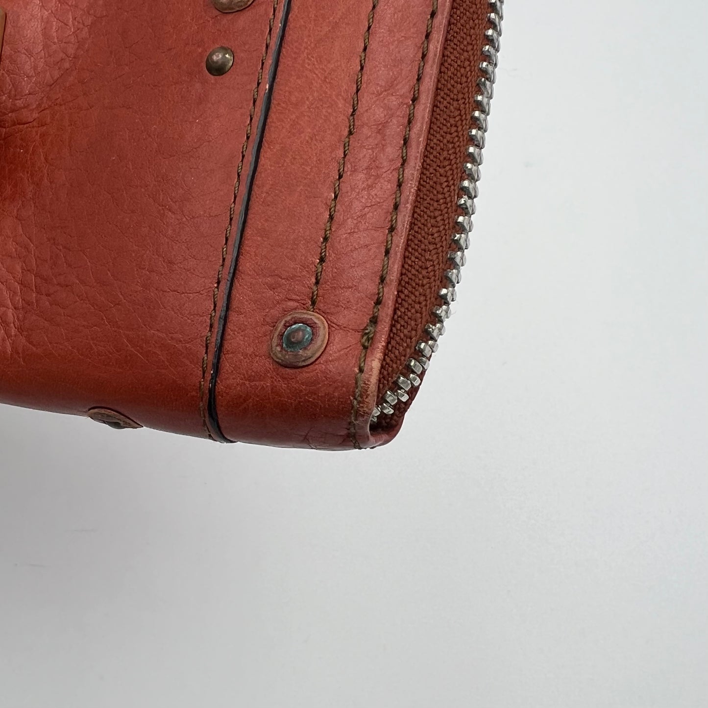 Chloe Orange Leather Paddington Zip Around Long Wallet