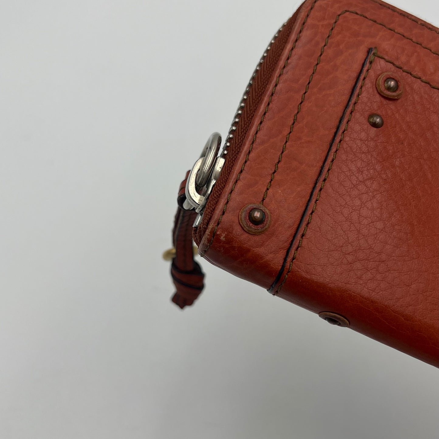 Chloe Orange Leather Paddington Zip Around Long Wallet