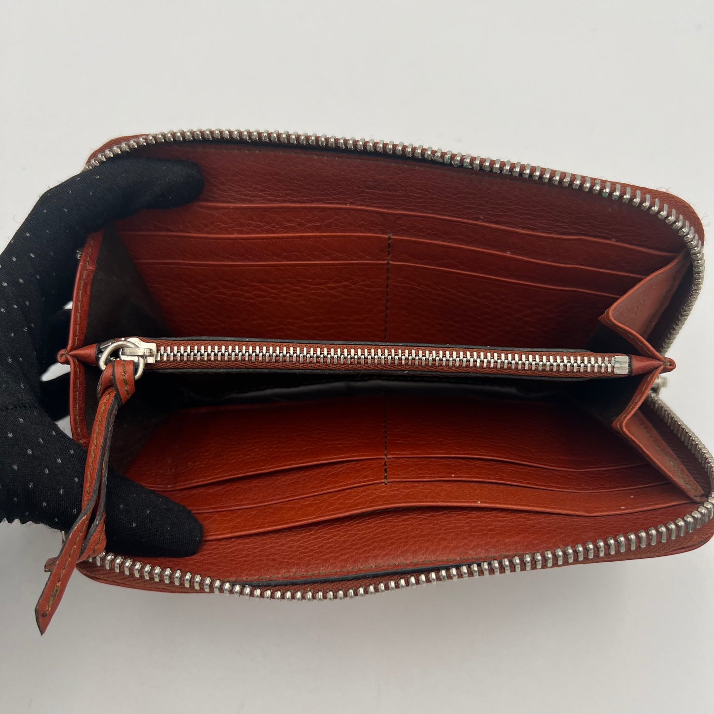 Chloe Orange Leather Paddington Zip Around Long Wallet