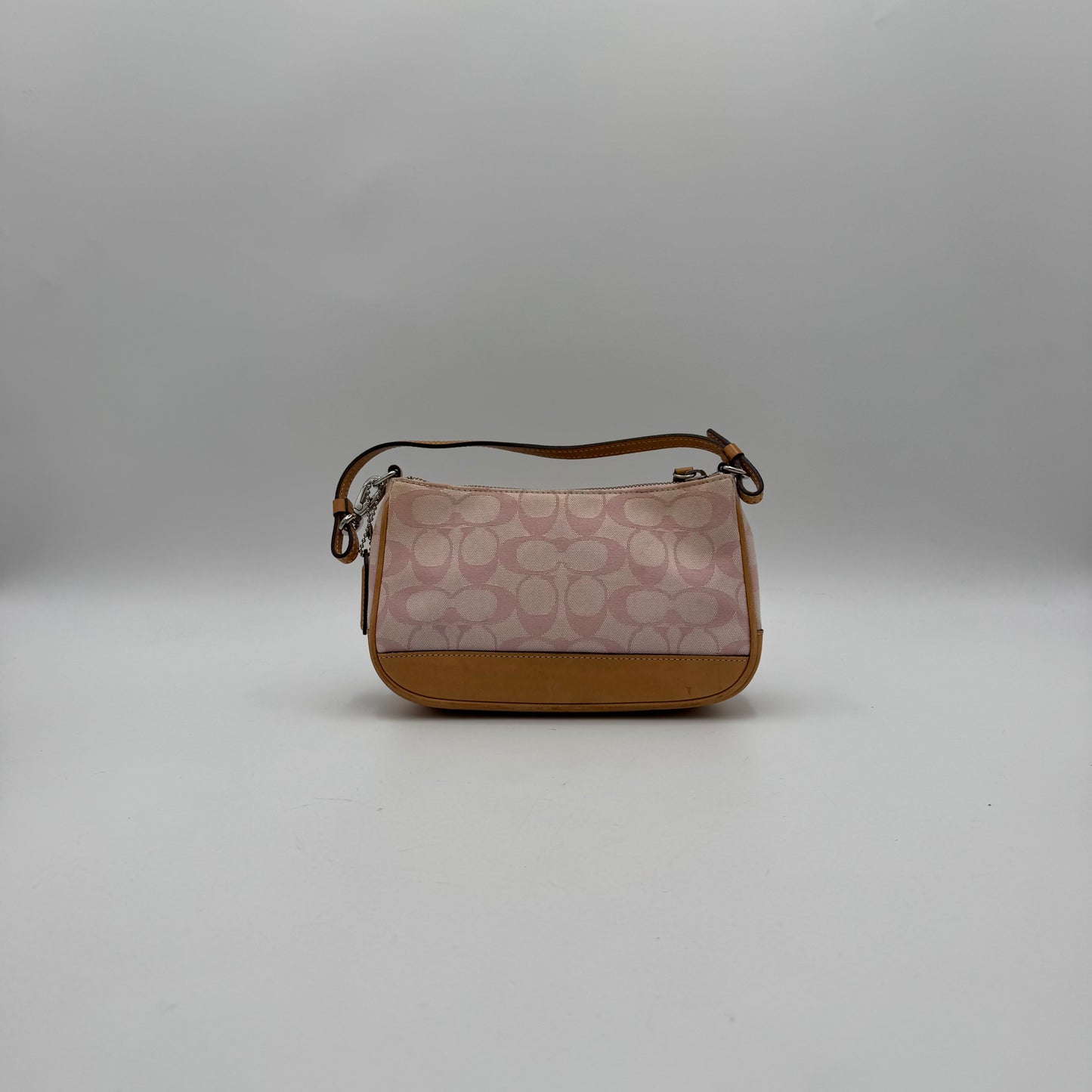 Coach Pink Signature Canvas and Brown Leather Demi Pochette