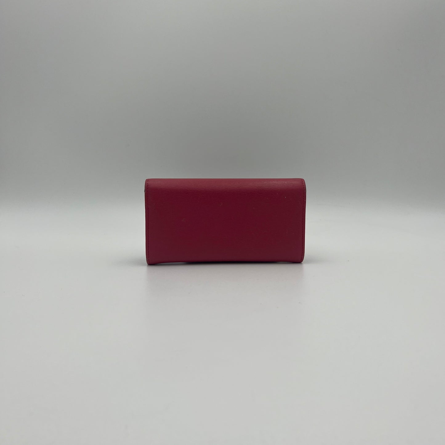 Gucci Magenta Pink Leather Interlocking GG Heart Flap Long Wallet