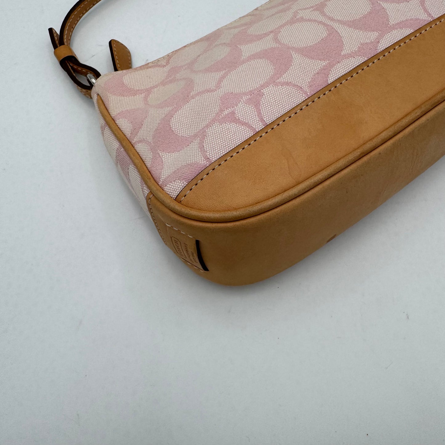 Coach Pink Signature Canvas and Brown Leather Demi Pochette