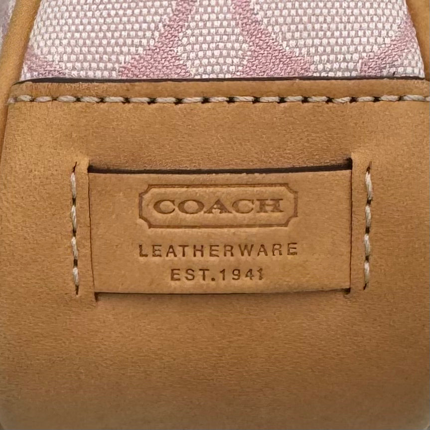 Coach Pink Signature Canvas and Brown Leather Demi Pochette