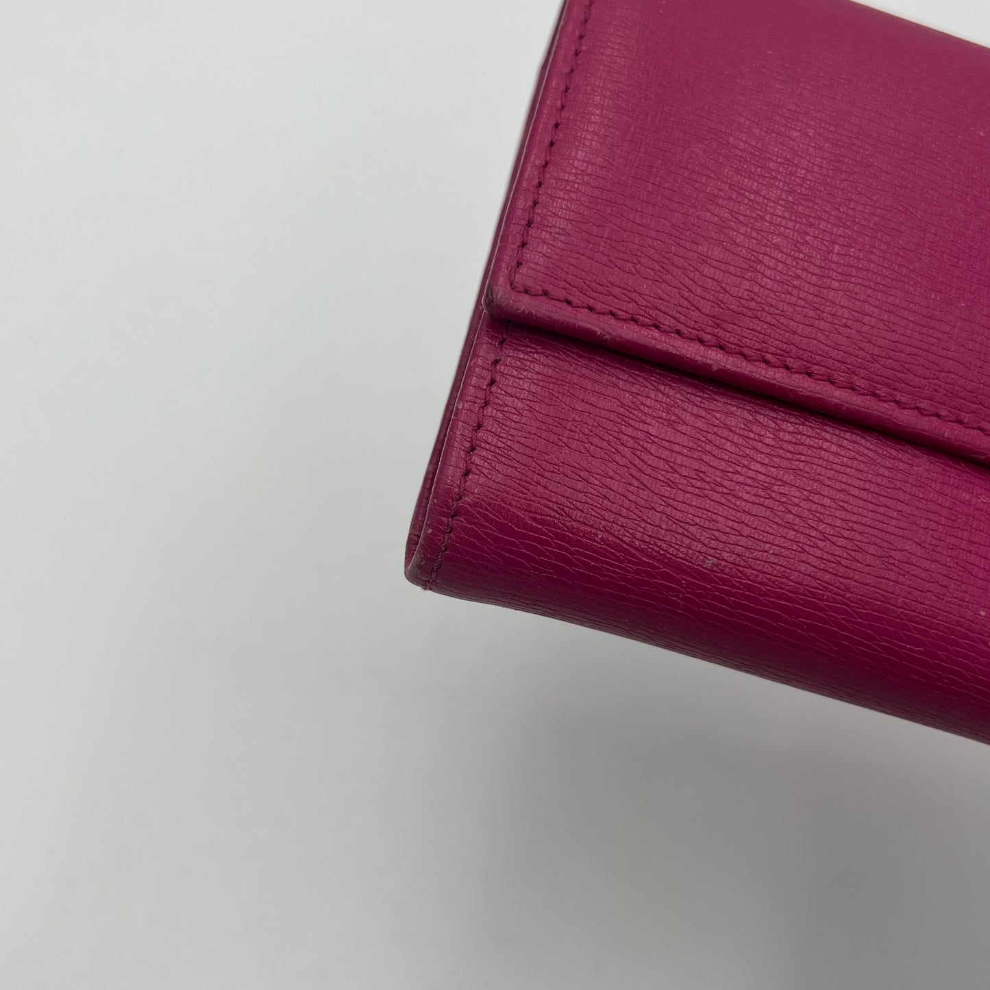 Gucci Magenta Pink Leather Interlocking GG Heart Flap Long Wallet